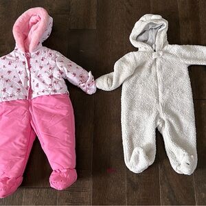 Carter’s baby pink  floral white snowsuits